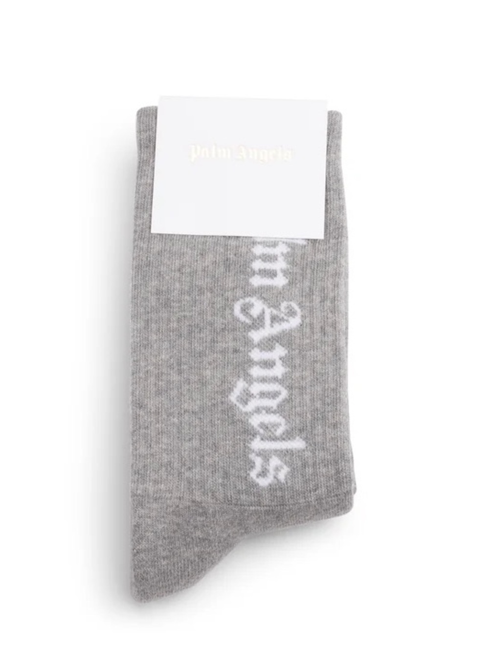 Palm Angels Grey Crew Socks with White Script Logo — III